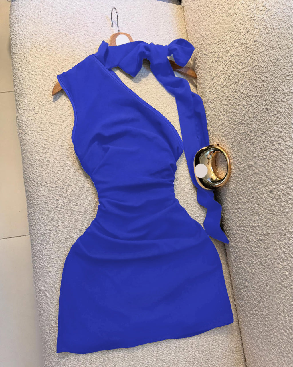 Strapless Tube Mini Dress Slim Fit Bodycon Dress-blue