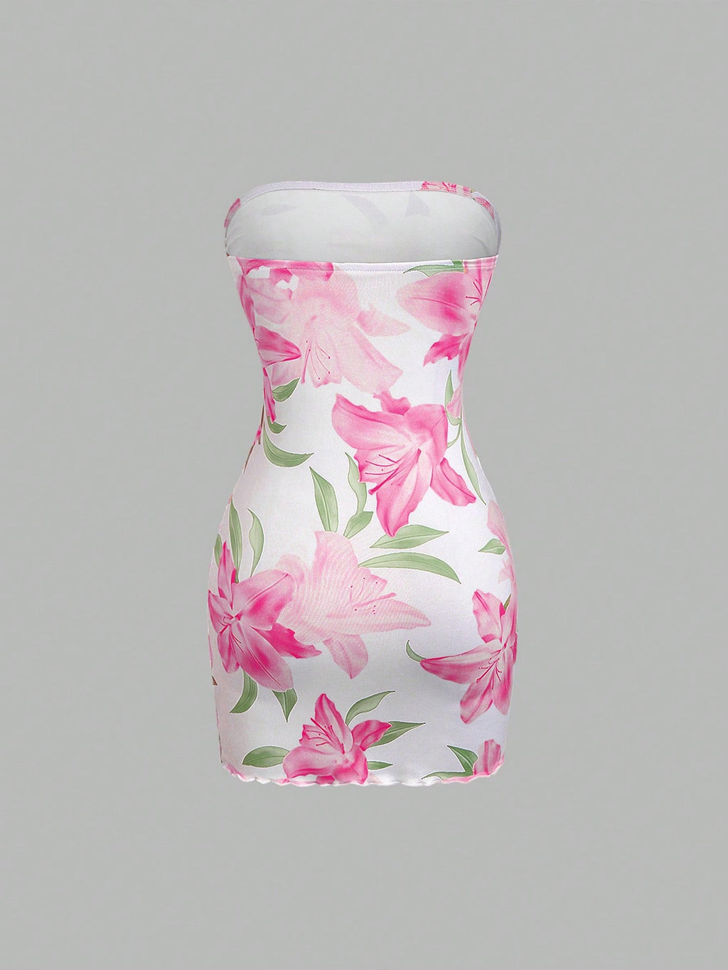 floral bodycon mini dress strapless ruched side tie dress-1