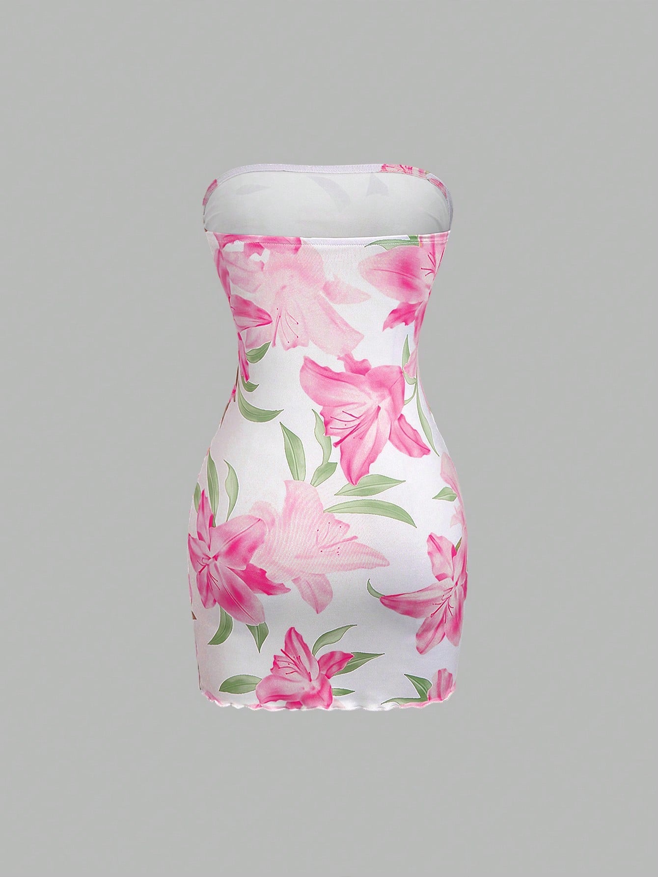 floral bodycon mini dress strapless ruched side tie dress-1