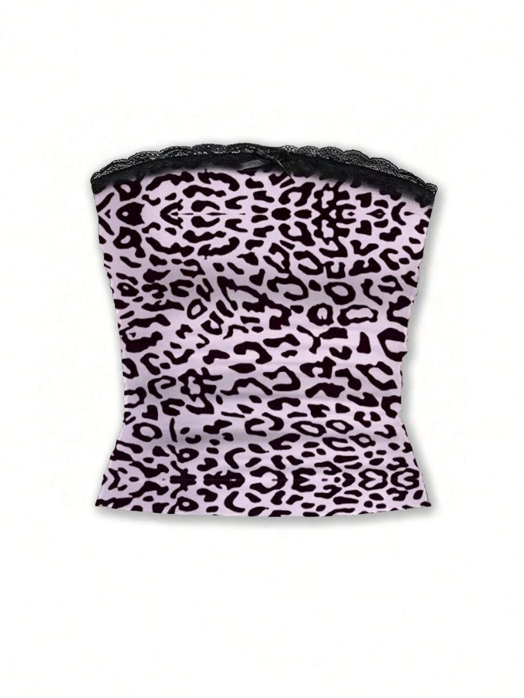 leopard print tube top and shorts set women lace trim outfit-2