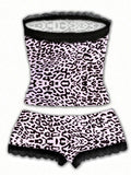 leopard print tube top and shorts set women lace trim outfit