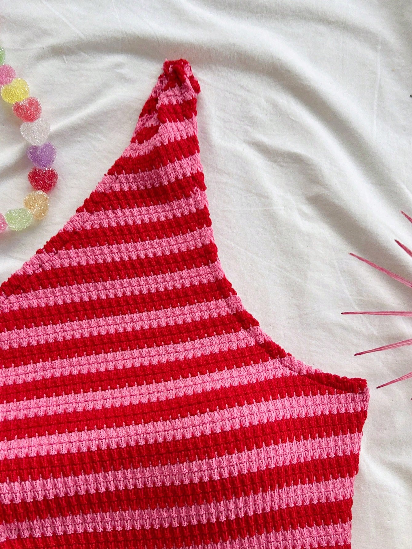 one shoulder knit top and shorts set front view-4