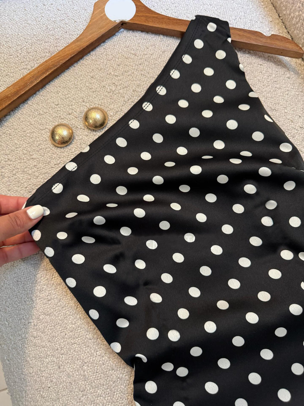 one shoulder polka dot bodycon mini dress-2