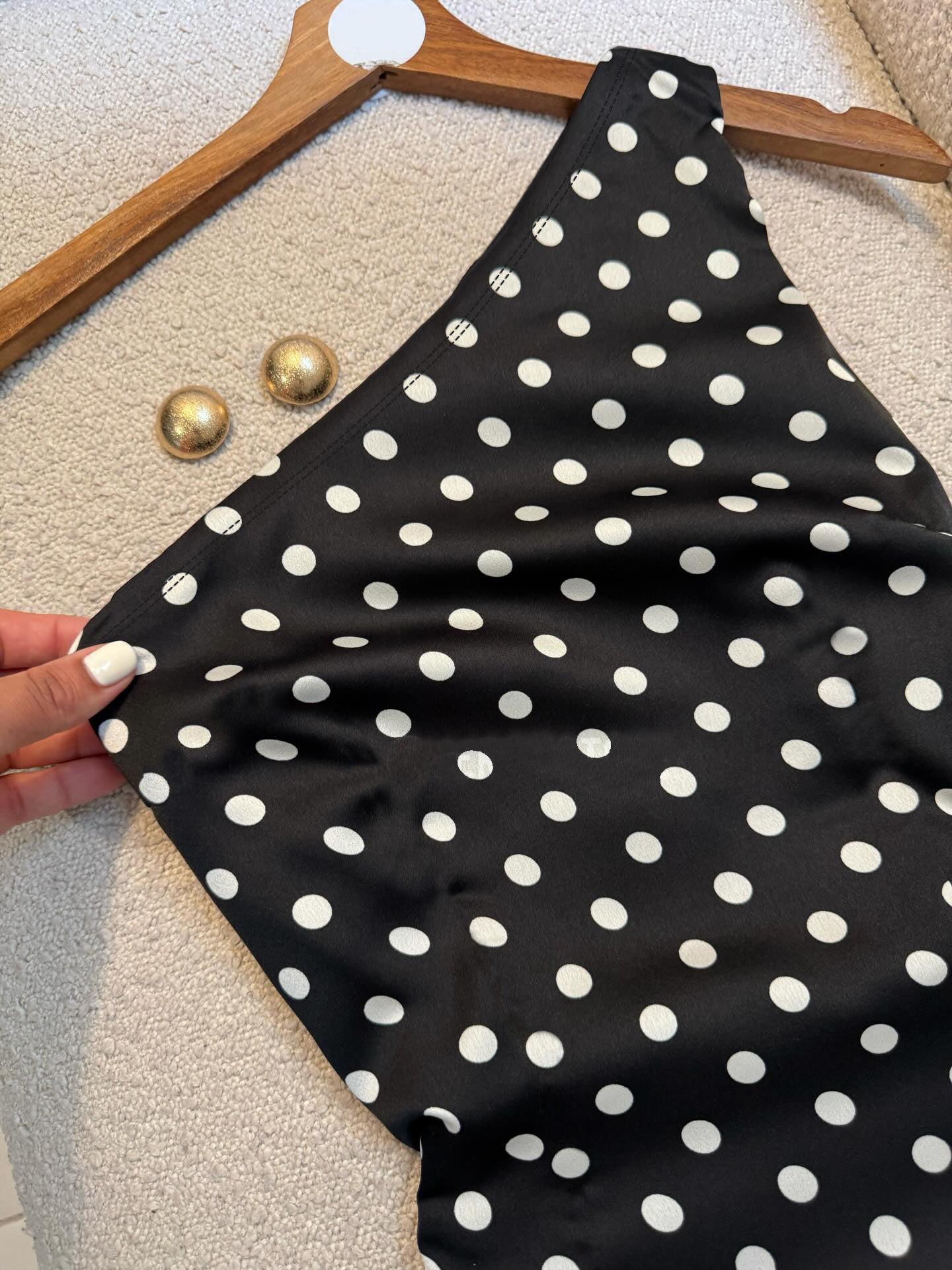 one shoulder polka dot bodycon mini dress-2