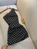 one shoulder polka dot bodycon mini dress