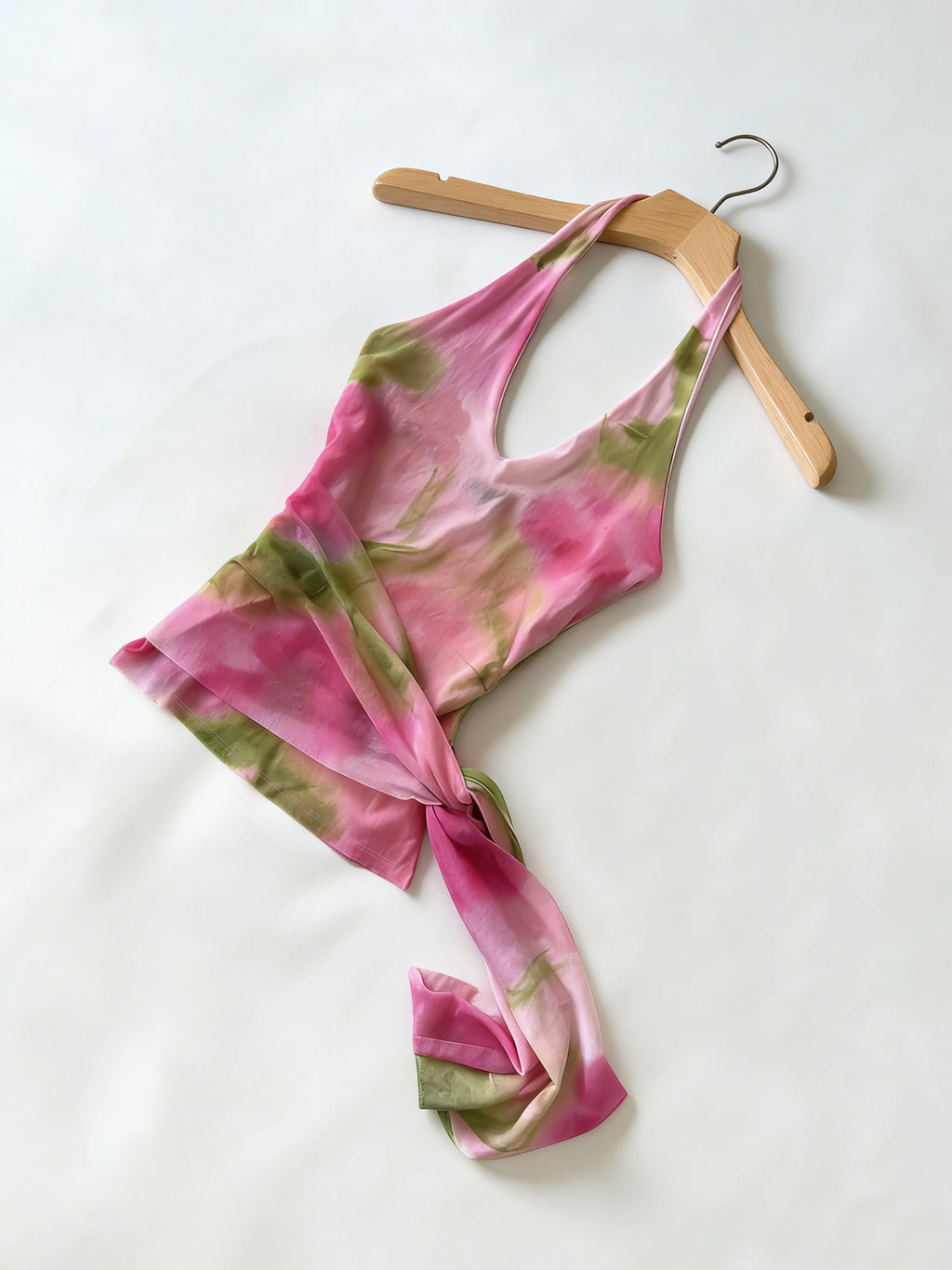 pink tie dye halter top wrap tie backless summer sexy crop top-2