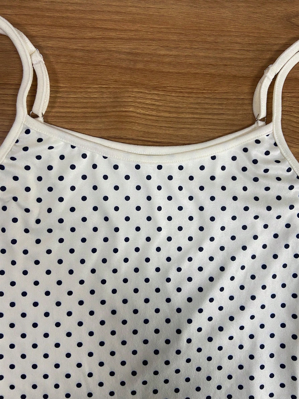 polka dot spaghetti strap cami top front view-2