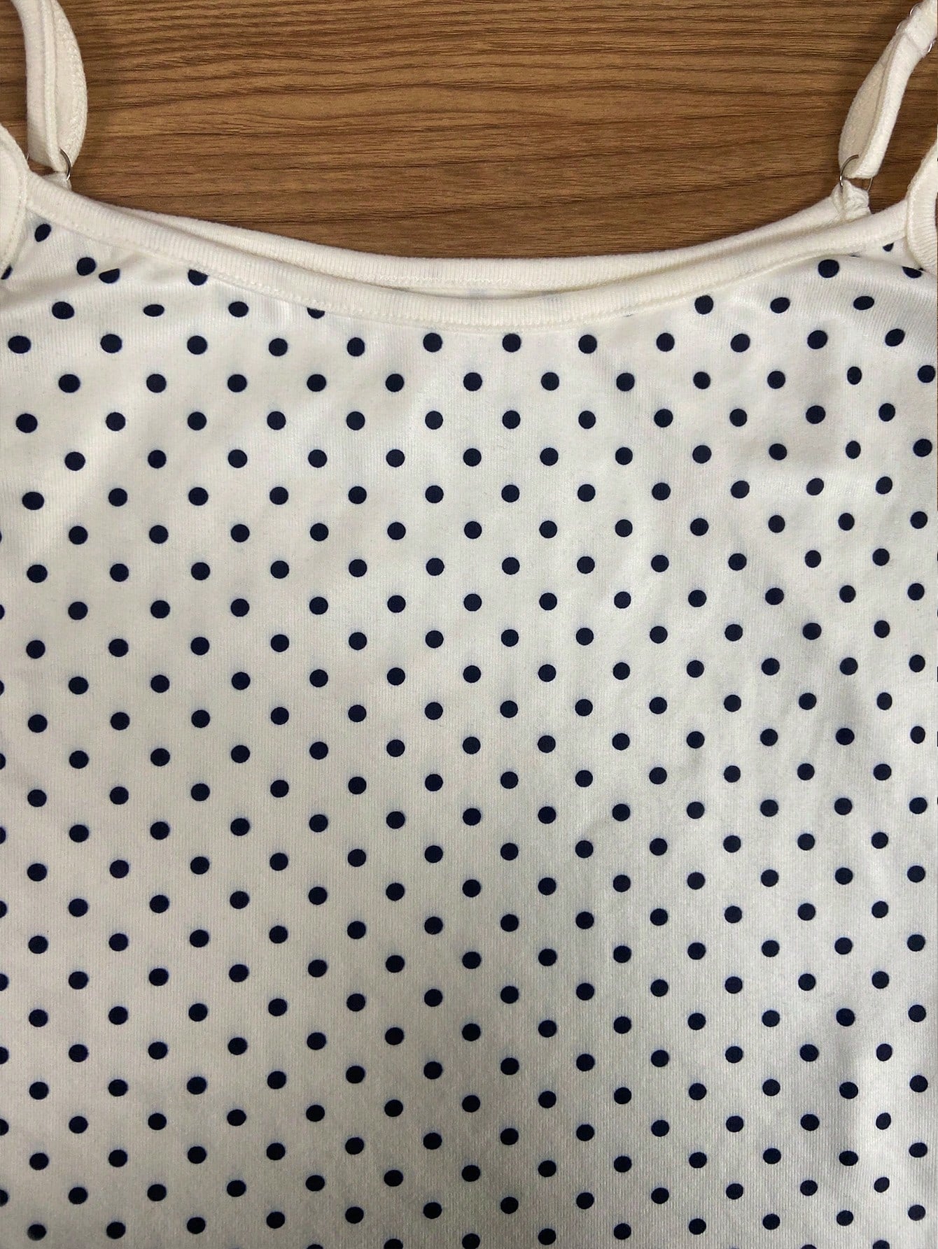 polka dot spaghetti strap cami top front view-3