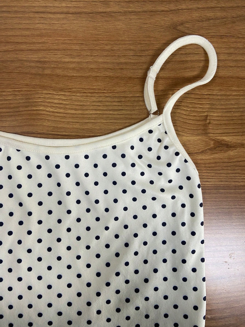 polka dot spaghetti strap cami top front view-4