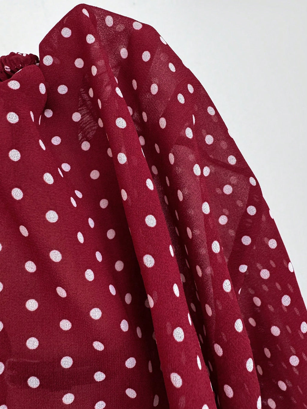 strapless polka dot bow front chiffon top-6