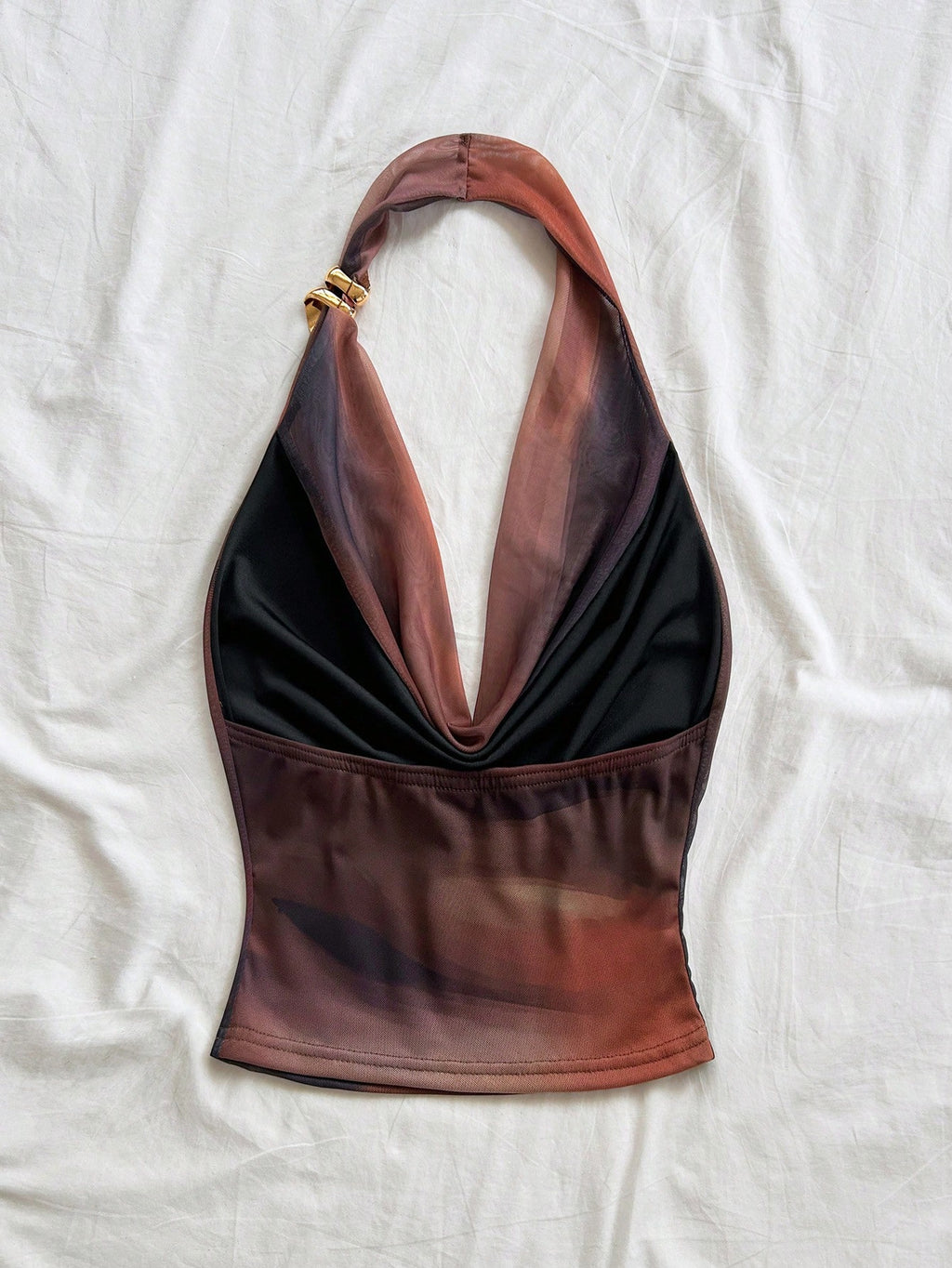 womens halter satin top gradient draped neck sleeveless sexy summer top-1